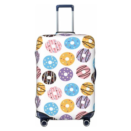 Colourful Donut Doodle Print Luggage Cover Protector Anti-Scratch Washable Fits 18-32 Inch Luggage-Large