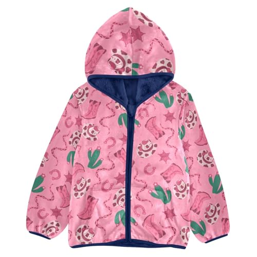 Cowboy Boots Snakes Hats and Cacti Girls Fleece Jacket Girls Fall Jacket Girls Zip Up Hoodie Girls Sherpa Jacket 2-10T