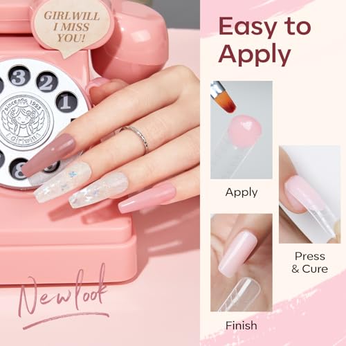 Modelones SUS-MOMNZ-00931 Poly Gel Nail Kit 6 Colors With 8 W Nail Lamp Nail Extension Gel Kit Nude Clear Pink Black Glitter Complete Starter Kit For Beginner Nail Thickening Solutions Diy At Home thumb #3