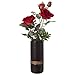 Decorative Modern Ceramic Cylinder Shape Table Vase Flower Holder with Rope, Black 8 Inch