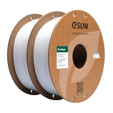 eSUN PLA Filament 1.75mm, PLA Basic 3D Printer Filament Dimensional Accuracy +/- 0.05mm, 1KG per Spool, 2 Spools 3D Printing Filament,Cold White and Cold White