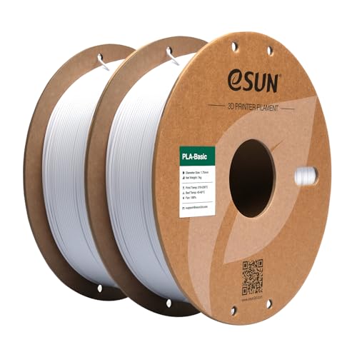 eSUN PLA Filament 1.75mm, PLA Basic 3D Printer Filament Dimensional Accuracy +/- 0.05mm, 1KG per Spool, 2 Spools 3D Printing Filament,Cold White and Cold White