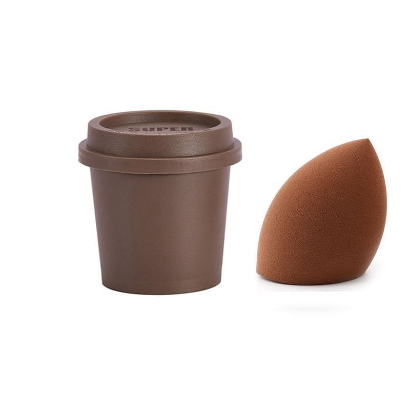 Angled Makeup Sponge with Case - Soft, Travel-Friendly, and Perfect for Flawless On-the-Go Application (coffee)