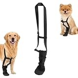 XRVRILE Hundeschuhe Pfotenschutz Outdoor, Hundeschuh für Vorderpfoten, Hundeschuhe Wasserdicht, Pfotenschutz Hund Verletzung, Verstellbar mit 51 cm Fixierband, rutschfeste Sohle, Leckschutz für Hunde