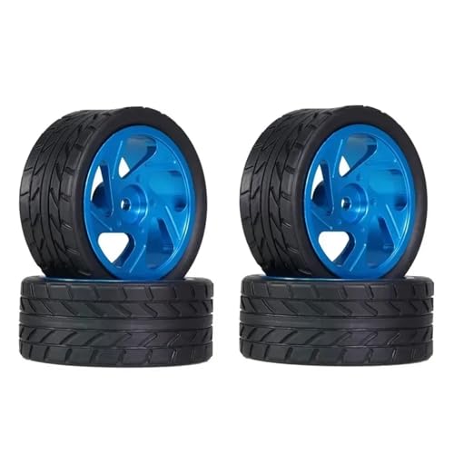 Roue en métal voiture RC bleu de 63mm pour modification WLtoys 124019 et 144001