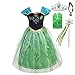 Lito Angels Vestito Costume Incoronazione Principessa Anna con Corona e Accessori per Bambina, Taglia 5-6 Anni, Verde