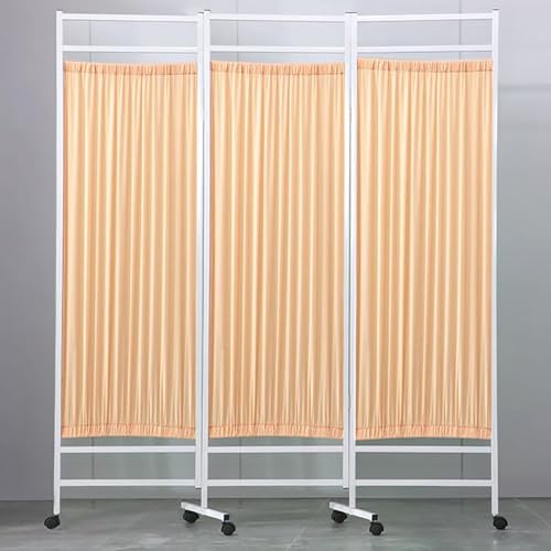 Rolling Medical Privacy Screen on Wheels, Room Dividers, Temporary Wall Fencing, Foldable Room Separation, for Clinic/Ward/Examination Room, Saving Space,03,5Panels