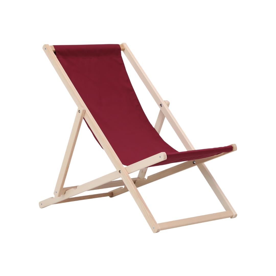 BAS Tumbona Plegable de Madera de Haya Maciza – 3 Posiciones Regulables, Tela Oeko-Tex, hasta 120 kg