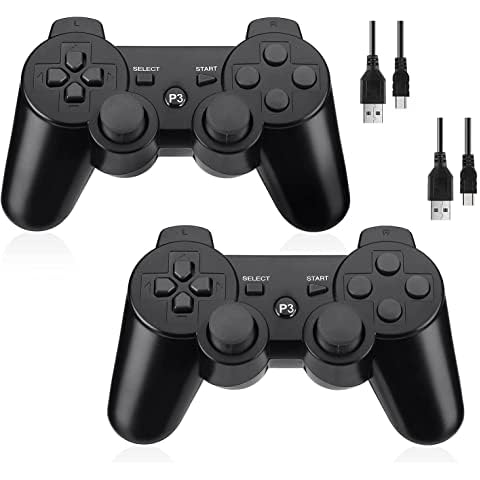 Lyyes Wireless Controller 2 Pack for PS-3,Double Shock,Rechargeable Analog Joystick,Remote for PS-3 Cover