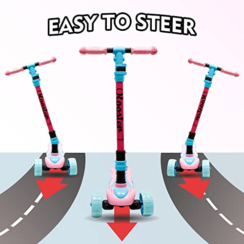 Image of WISHKEY Rooster Kick Scooter for Kids, Stylish Foldable Scooter for Girls with Adjustable Handle, Lightweight Easy to Steer with PP Glass Frame, Pink, 3+ Years (Pack of 1)