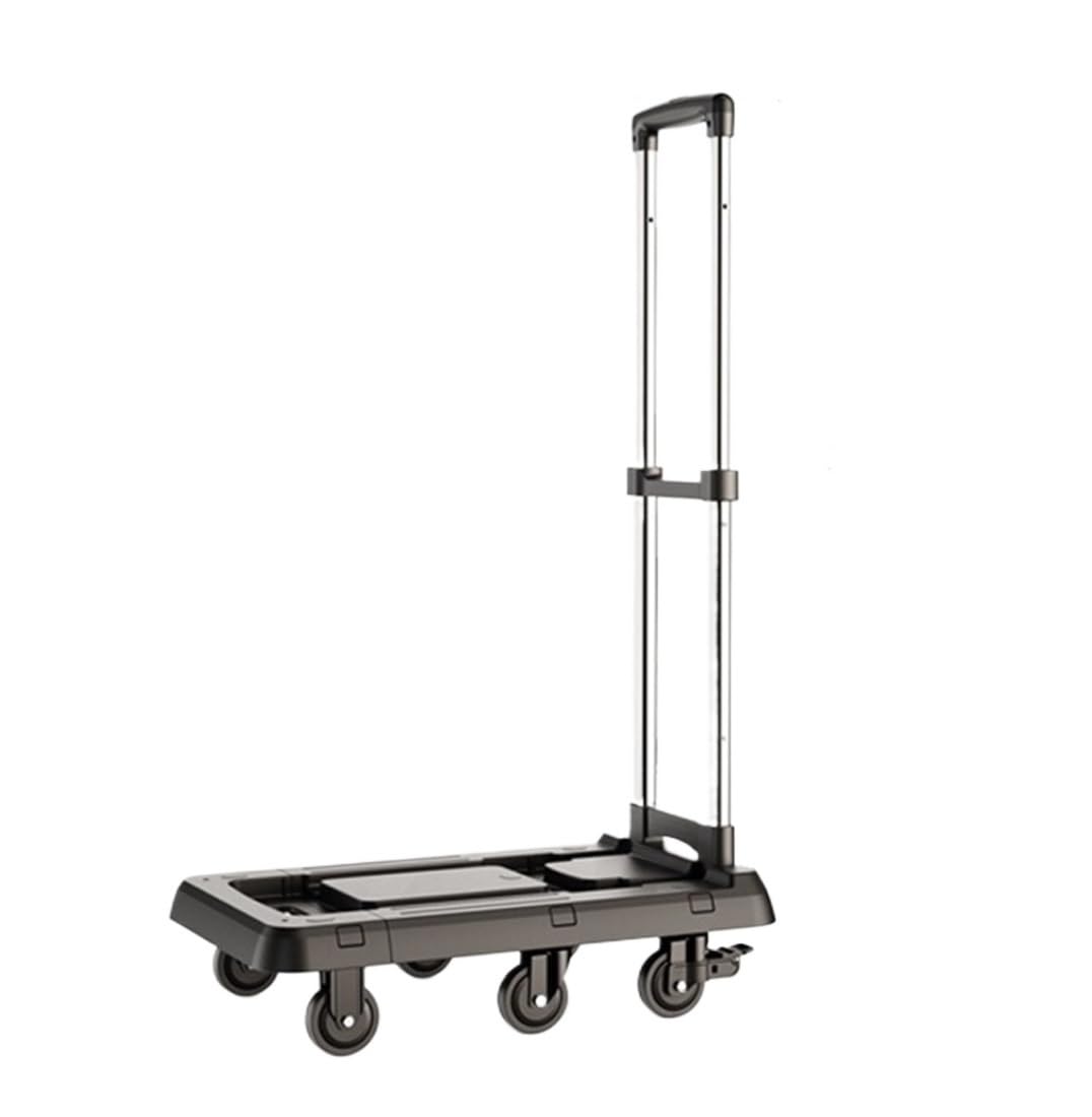 Składany Wózek Składany Wózek Platformowy 6 Kółek Z Rozciągliwym Uchwytem Do Biura Domowego Transportowy(Black)