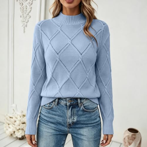 Sweaters For Women Trendy Mock Neck Long Sleeve Tops Casual Cozy Pullover - image 2