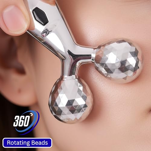 Image of Dealsure 3D Body Massager Machine for Pain Relief | 360 Rotate Face & Body Massage Roller | 3D Face Roller Massager for Wrinkle Removal, Skin Tightening & Relaxation | Unisex (Silver Color)