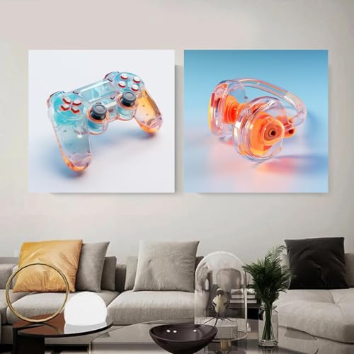 Toile murale gaming de qualité avec cadre pour salon moderne