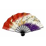 [浅草きもの市] 舞扇子 黒塗骨 白 朱 紫 流水 9寸5分 日本製 京扇子 お稽古に 舞踊や祭りダンスにも