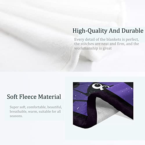 Flannel Fleece Throw Blanket 50X60 Inch, Cozy Soft Fuzzy Comfort Plush Throw Blanket for Bed Couch Sofa Office Decorative (Purple Owl)