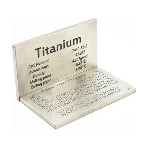 Titanium Plate Periodic Table Engraved 100 * 60 * 5mm Pure Titanium Made, 4" Length for Educations, Desktop Displays, Home Decor Cover