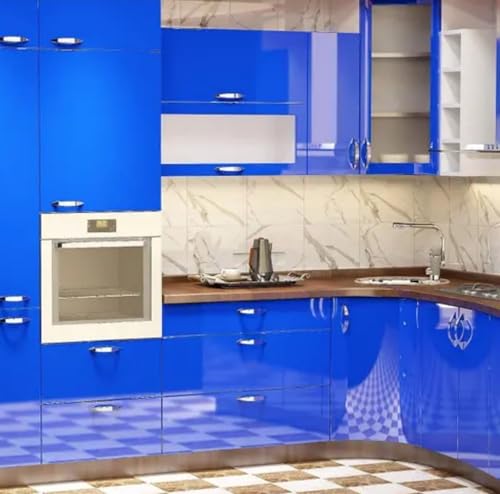 Image of ONETON Glossy Royl Blue Contact Paper Decorative Self Adhesive Counter Top Peel and Stick Wallpaper for Kitchen Cabinets Shelf Drawer Liner Desk Dresser (ROYL BLU Glossy WP, 24x200 inch)