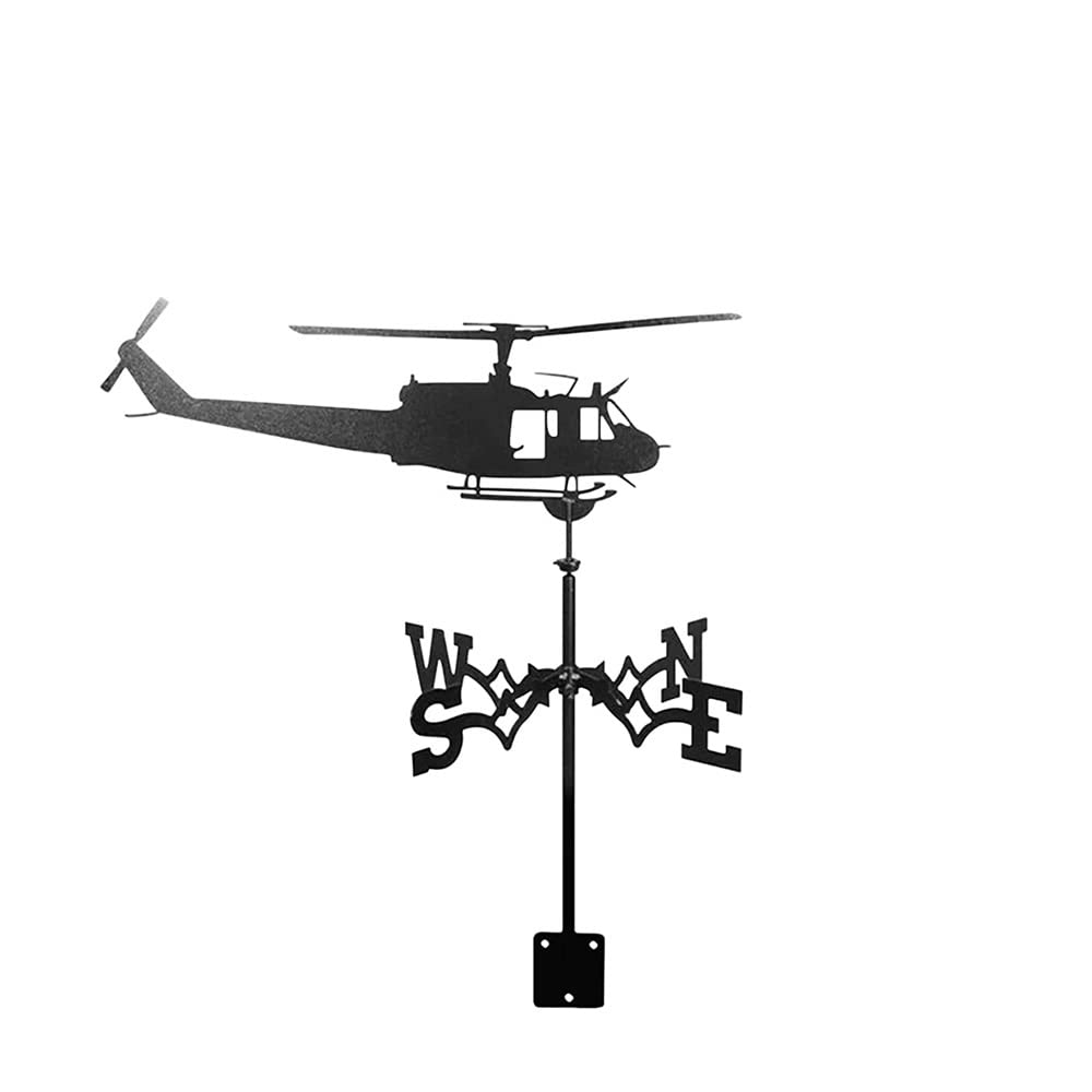 WIQUYBML Weather Vane, Metal Wind Direction Indicators Weathervanes, Eagle Sailboat Silhouette Roof Vanes for Outdoor Shed Yard Garden Lawn Decoration(Helicopter)