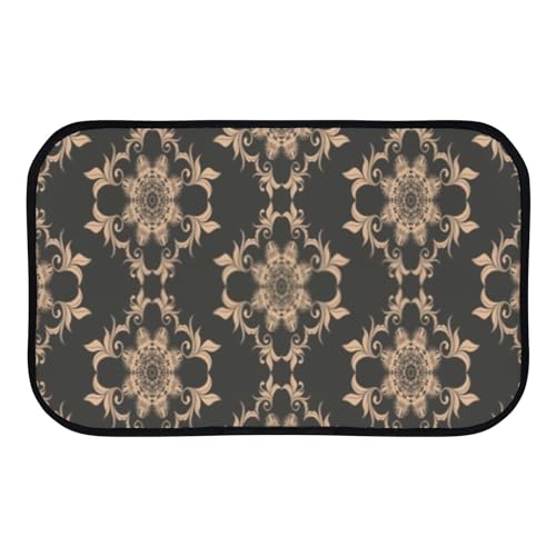 QAZPL Nuansexi Bathroom Rugs Ornament Background Black Floor Mats Non Slip Bathmat Doormat Tub Mat Coral Velvet Absorbent Entrance Carpet Mats Machine Washable Bedroom Decor