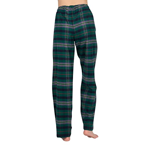 JTPW Damen 100% Baumwolle Super Soft Flanell Pyjama/Lounge Bottoms mit Taschen,Black Green Check,Size:S