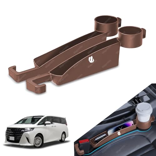 【2025改良型 アルファード 隙間クッション】 落下防止・市販品比 収納最深 7.5cm + カップホルダー(第 2 固定点) + フック追加 + 充電線挿す孔がある アルファード 20系 30系 40系 シート隙間埋め アクセサリー (運転席・助手席計