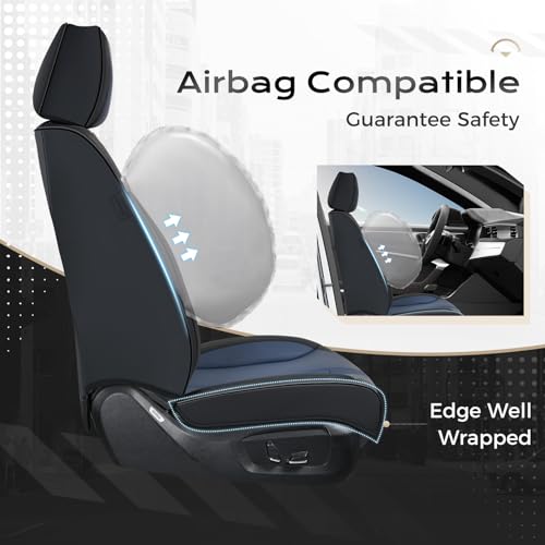 Image of Coverado Car Seat Covers Full Set, Front Seat Covers with Lumbar Support and Back Seat Cover Waterproof Leather Automotive Seat Cover, Universal Car Interior Protectors Cushion for Most Cars