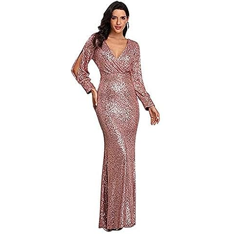 Beauty-Emily Sequins Mermaid Evening Gowns/for Women Wedding Party Dusty Pink, Medium Cover