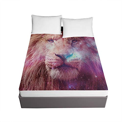 Drap housse microfibre 120x200 protection matelas 30cm lion 3D
