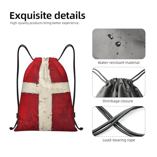 Drawstring Backpack Sports Gym Bags Draw String Bag for Women Men Denmark Danish Flag Drawstring Bags Sackpack3