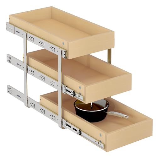 WelFurGeer 3-Tier Pull Out Cabinet Organizer with Soft Close, Heavy-Duty