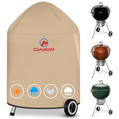 Comnova Charcoal Kettle Grill Cover - 600D BBQ Cover for Weber 22 Inch Charcoal Grill, Waterproof & Heavy Duty Covers for Weber 22 Inch Master Touch Charcoal Grill, Original Kettle Grill and More