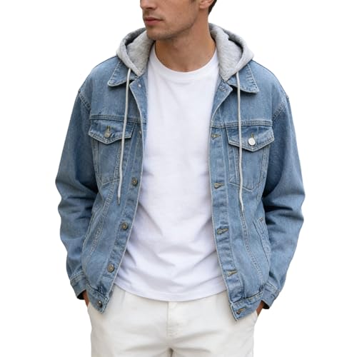 Chaqueta de mezclilla para hombre con capucha casual miniatura 1