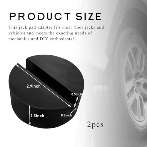 Image of 2 PCS Jack Pads, Heavy Duty Rubber Slotted Pinch Weld Side Frame Rail Protector for Floor Jack Stands, Anti-Slip Round Floor Jack Pad Adapter Protects Car Pinch Welds Paint