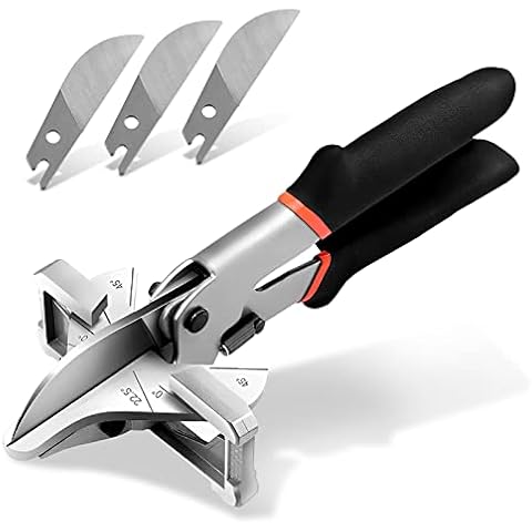 45-135° Multi Angle Shear Miter Shears for Angular Cutting Molding Crafting with 3 Extra Blade, Shoe Molding Trim Cutter Tool, Professional Multi Angle Trim Cutter Hand Tool for Soft Wood PVC Cover