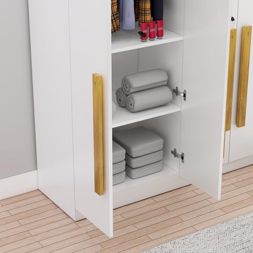 Image of Bniture 5 Door Wardrobe for Bedroom with Lockable Door & Hanging Space | Almirah for Clothes with Elevated Bottom Base | Wardrobe for Storage Cupboard | 3 Years Warranty (Frosty White, 5 Door)