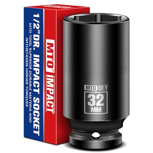 Image of MTO 1 /2 inch Drive 32mm Deep Impact Socket, 6-Point Metric Socket for Automotive Maintaince, CR-V Steel Meets ANSI Standards