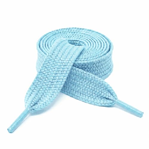 BUCKLE CITY Thick Flat 3/4' Wide Shoelaces Solid Color for All Shoe Types (Light Blue)