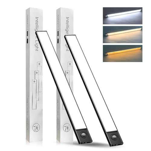 SPOLI Under Cabinet Lighting, Motion Sensor Kitchen Light Indoor, 1800mAh Battery Operated Closet Lights, 65 LED Dimmable Stairs, 2 Pack Magnetic Under Counter Lights for Kitchen - Black 16