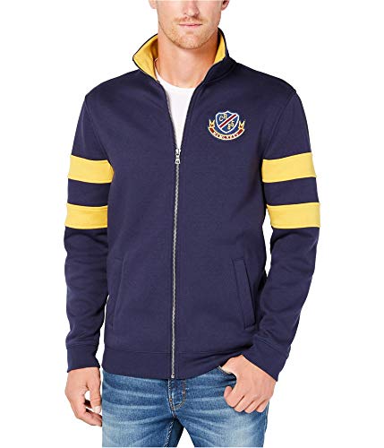 Club Room Mens Fleece Varsity Jacket, Blue, XX-Large