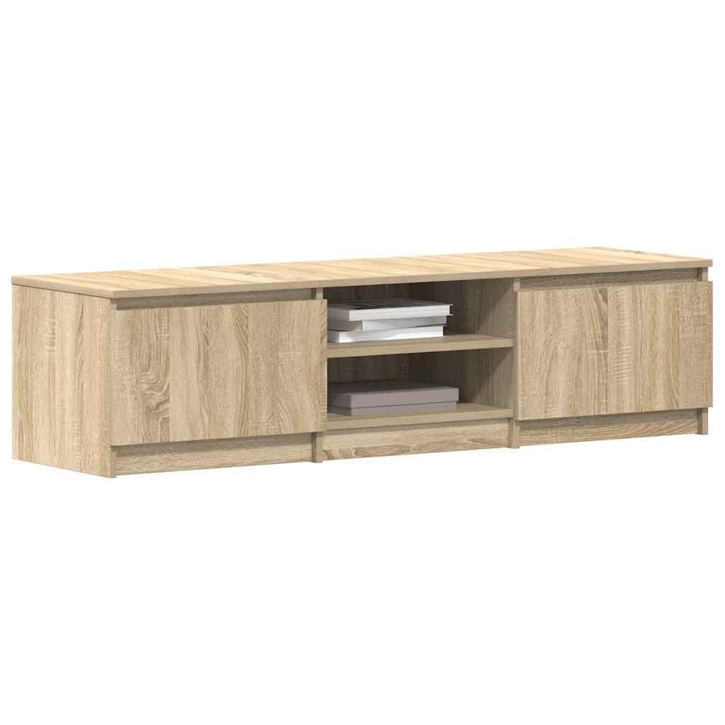 Générique TV-Möbel Eiche Sonoma, 140 x 40 x 35,5 cm, Holz | 2 Türen, 2 offene Fächer, einfach zu montieren, Reinigung mit feuchtem Tuch