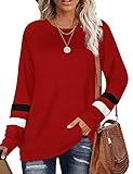 Kancystore Red Sweaters for Women Casual Cozy Sweatshirts Long Sleeve Tunic Shirts M