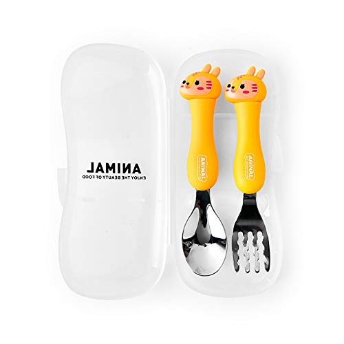 Babybestekset voor baby's vanaf 6 maanden Baby's Keukenlepel Babyboon Fruit Plastic Stalen vork Siliconen en theelepel Netvlies Spenen Eerste vorken voor babyvoeding