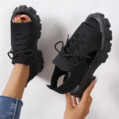 Sandales de sport pour femmes chaussures d'été légères à bout ouvert compensées