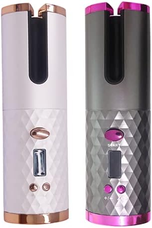 Automatic Curling Iron Cordless Hair Curling Wand Intelligent Anti-Tangle Hair Curler with Anti-Static Infrared Ionic Fast Heating & Salon High Heat 390 ℉ with 6 Temp Rechargeable & Portable (Gray)