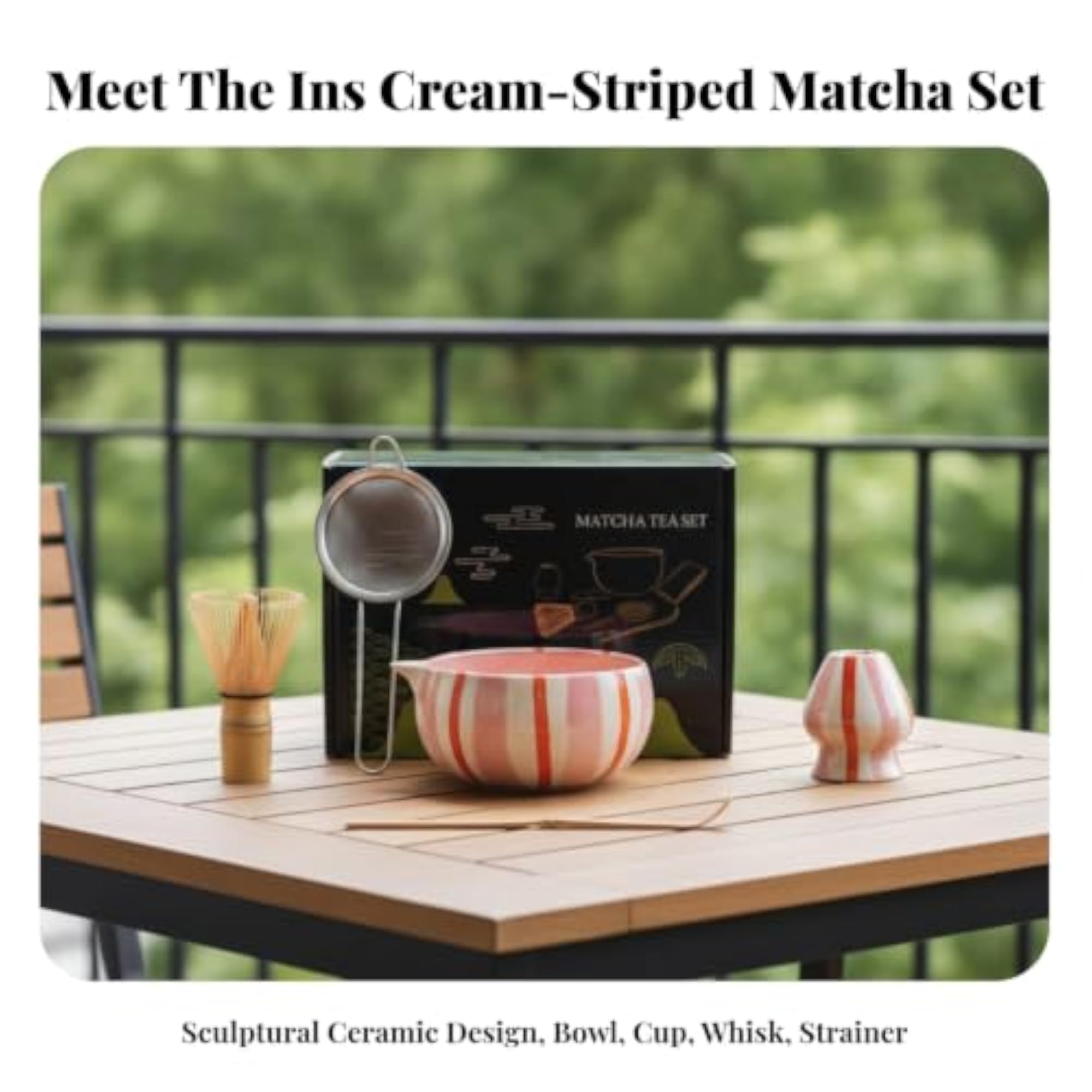 5 Piece Set Traditional Matcha Tea Set with Whisk Holder