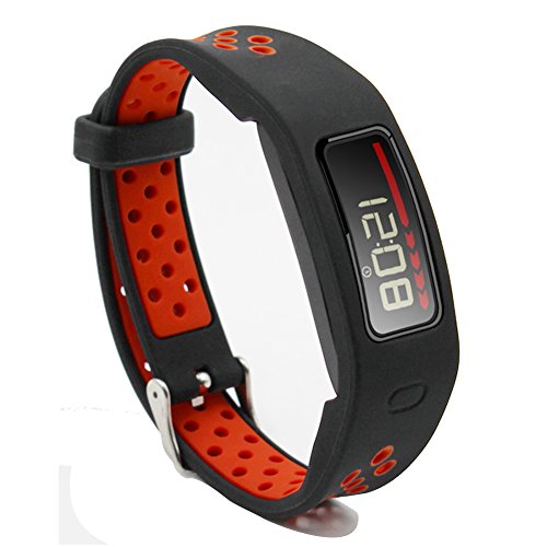 EL-move Garmin Vivofit Band, Rugged Protective Wristband Bracelet Sport Fitness Watch Strap for Garmin Vivofit 1 Generation Watch Accessories Bands with Metal Clasp Buckle (BlackRed, Free Size)