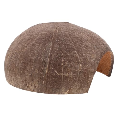 COLLBATH Coconut Shell Hideout for Bearded Dragons Turtles Fish Naturalistic Aquarium Decor Secure Easy to Clean Hiding Cave for Reptile Enclosure Crab Habitat