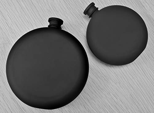 Hip Flask For Liquor Matte Black 8 Oz Stainless Steel Leak-Proof Circular With Funnel In Gift Package For Men & Women. #TOP5