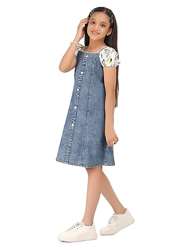 Image of Blue Color Printed A-Line Casual Dresses